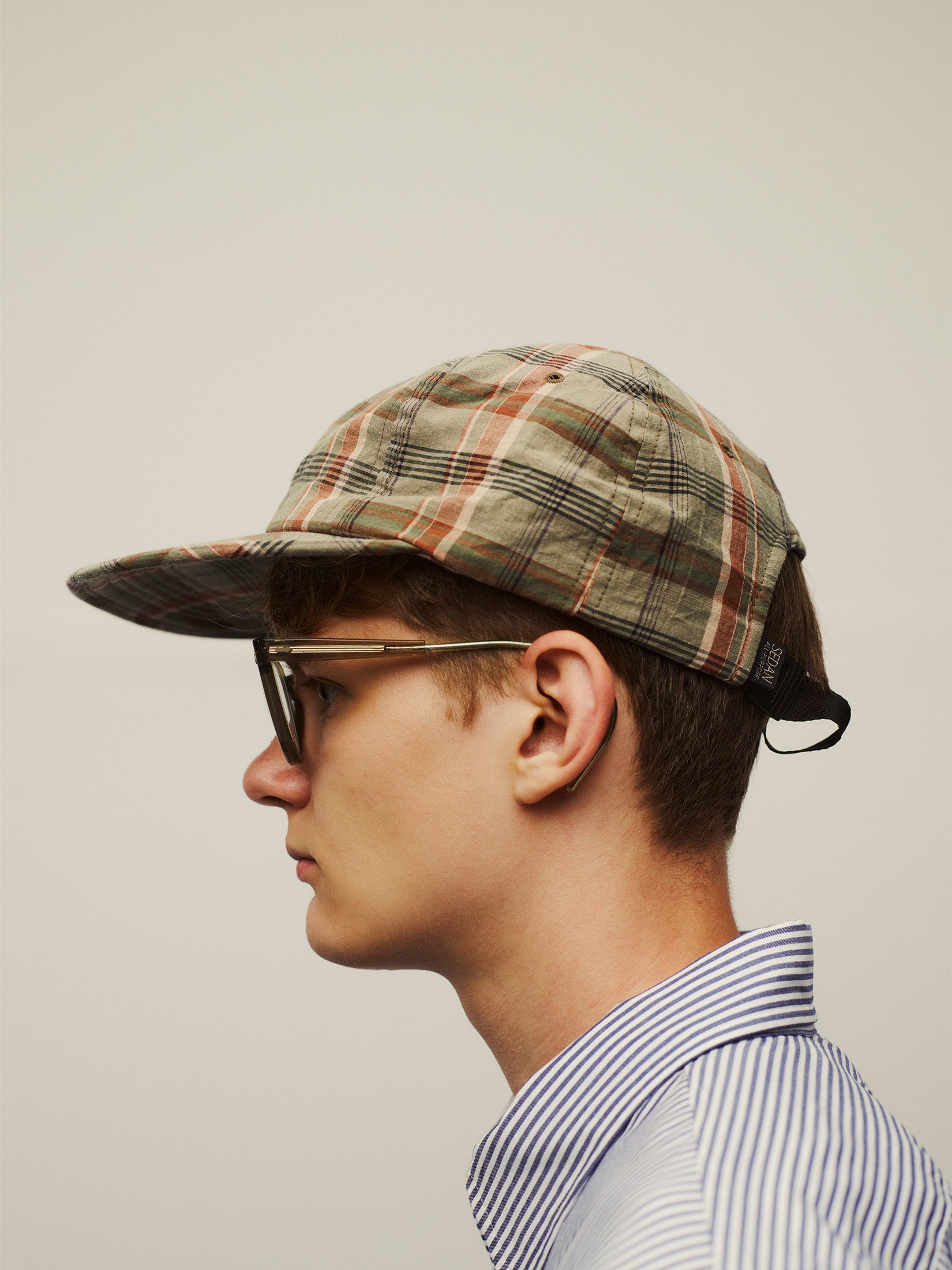 CLASSIC LOGO MADRAS PLAID CAP｜OLIVE PLAID