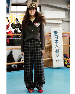 BEAR CHECK DENIM PANT