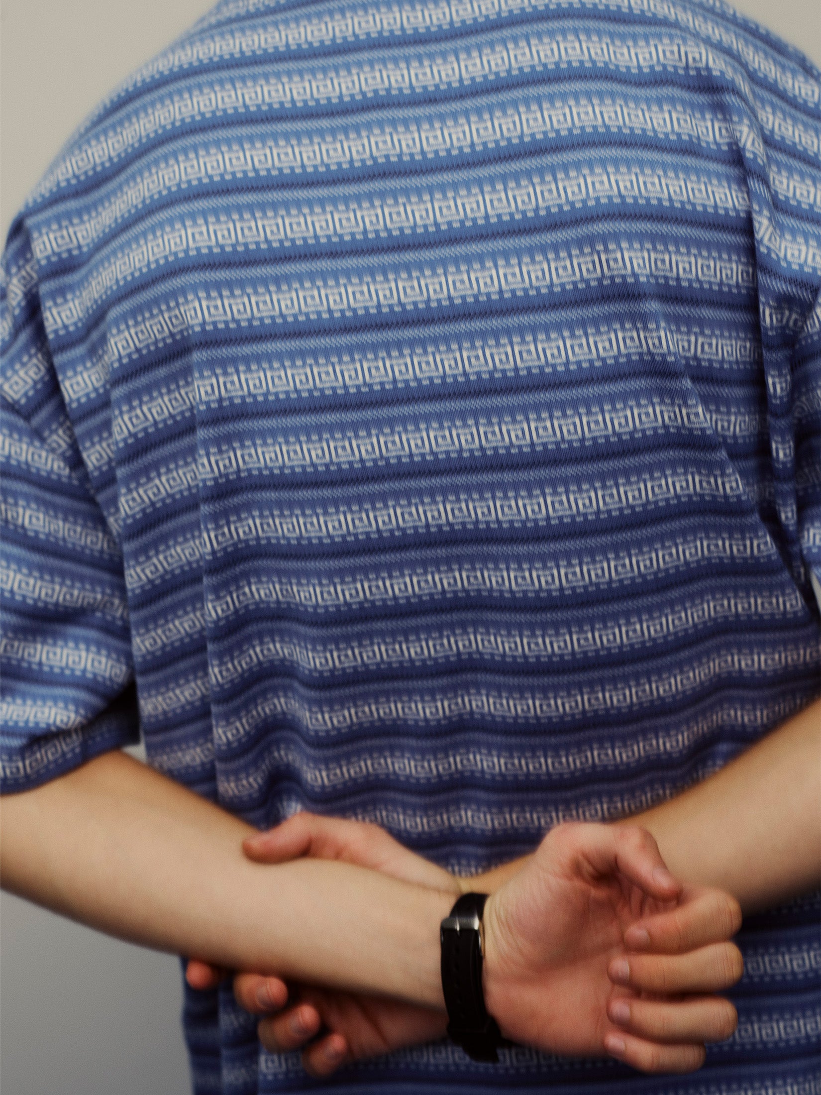 JACQUARD STRIPED S/S TEE｜SLATE BLUE