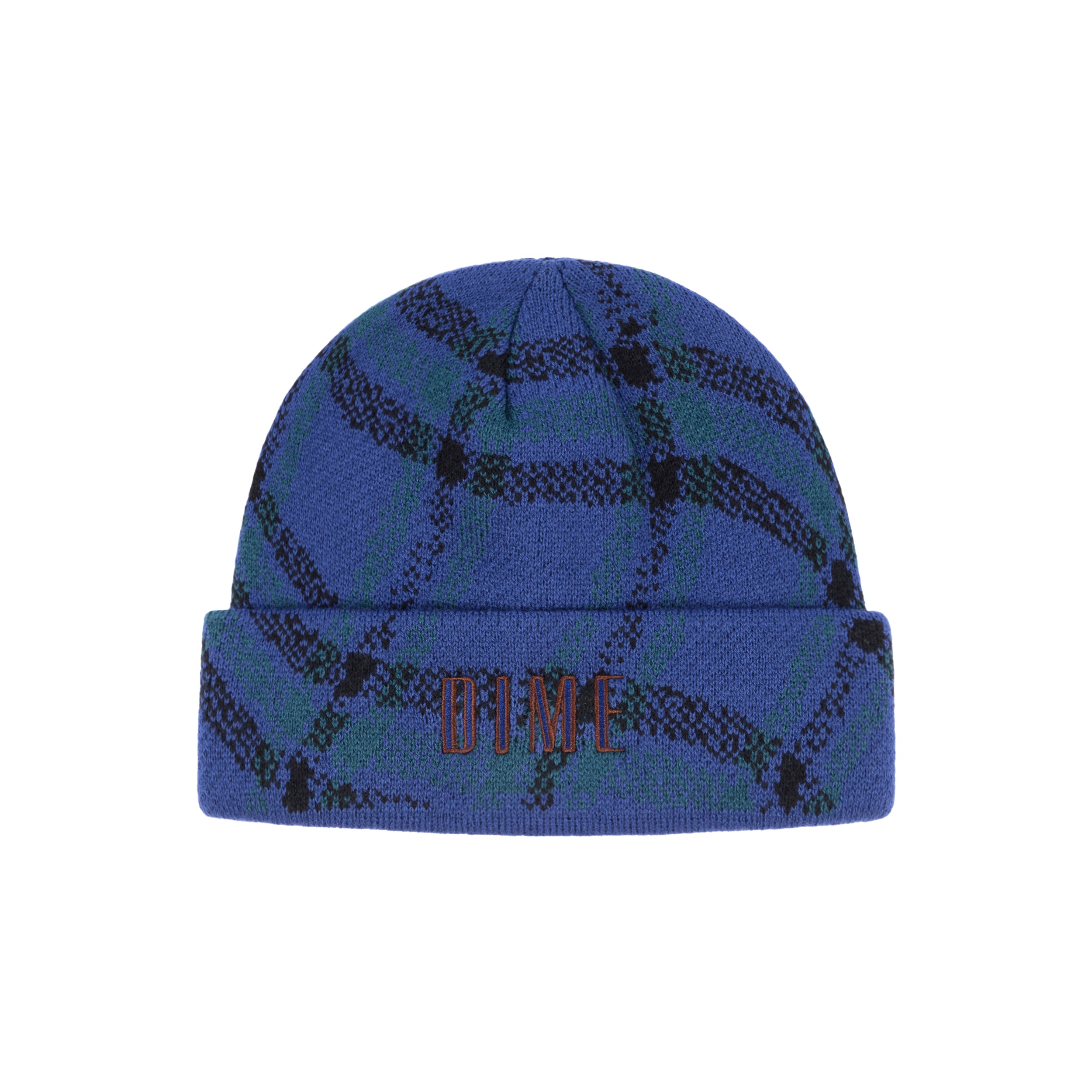 WAVY PLAID CUFF BEANIE｜TEAL