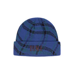 WAVY PLAID CUFF BEANIE｜TEAL