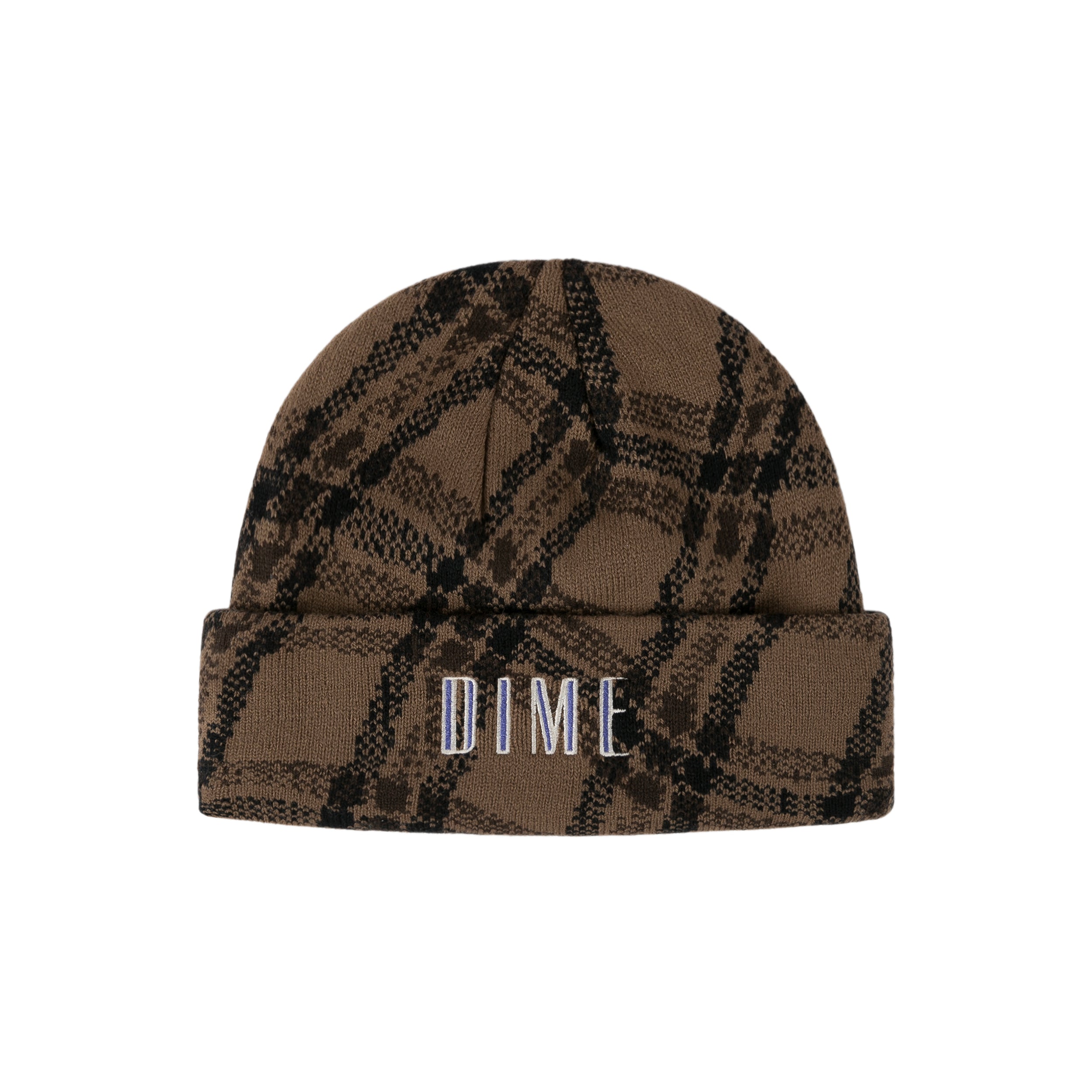 WAVY PLAID CUFF BEANIE｜WOOD