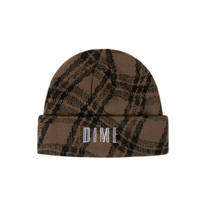 WAVY PLAID CUFF BEANIE｜WOOD