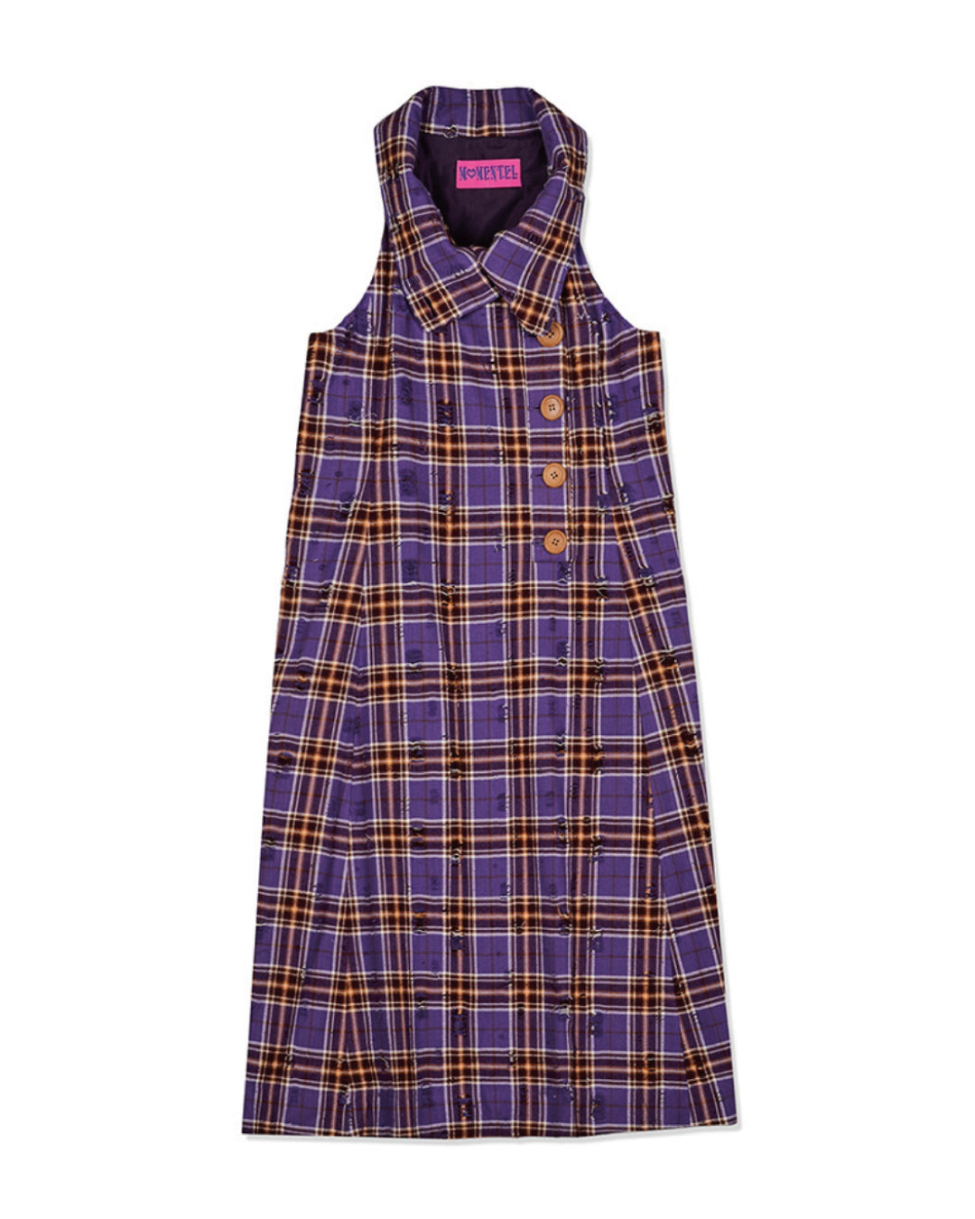CHECK DAMAGED ONE-PIECE｜PURPLE