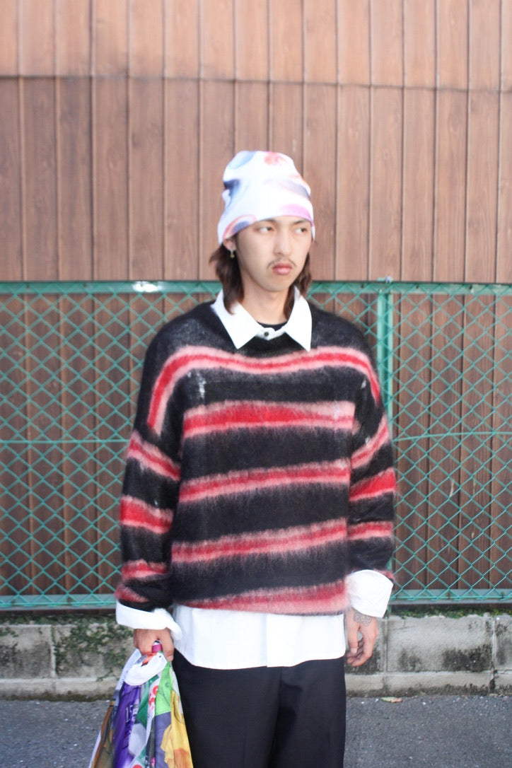 DISTORTED BORDER MOHAIR SWEATER｜BLACK