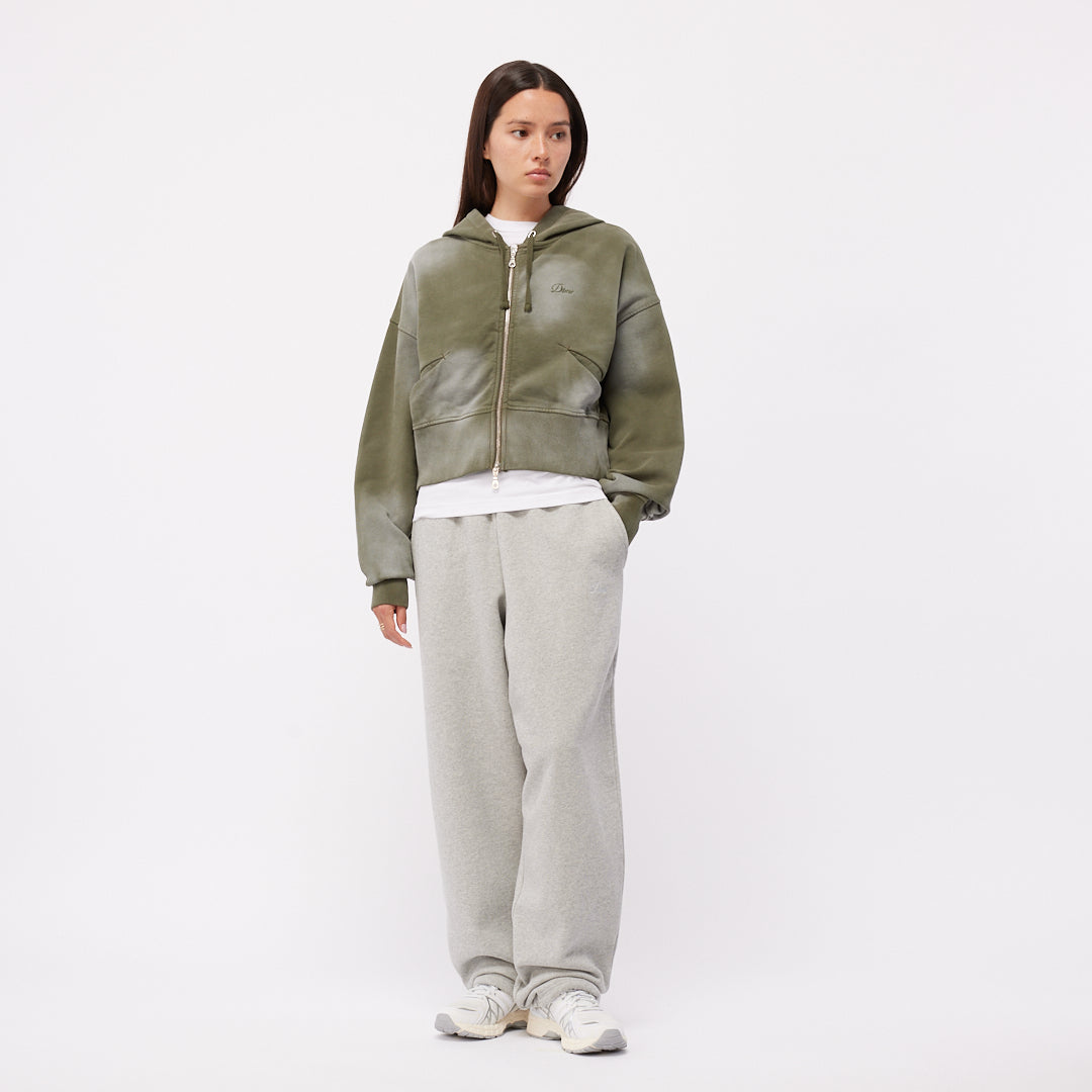 CROPPED ZIP HOODIE｜GREEN WASHED