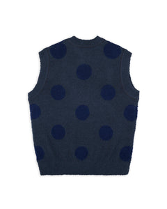 TEDDY FUR DOT KNIT VEST｜NAVY