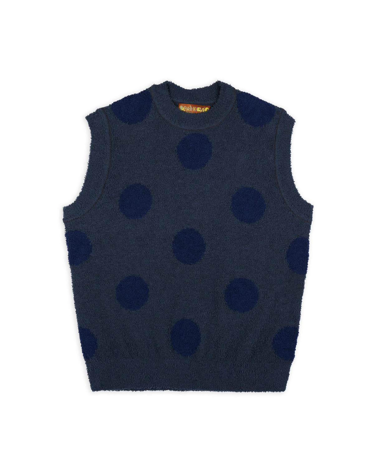 TEDDY FUR DOT KNIT VEST｜NAVY