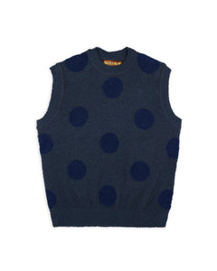 TEDDY FUR DOT KNIT VEST｜NAVY