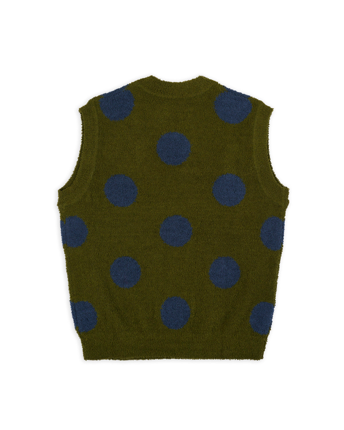 TEDDY FUR DOT KNIT VEST｜OLIVE