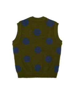 TEDDY FUR DOT KNIT VEST｜OLIVE