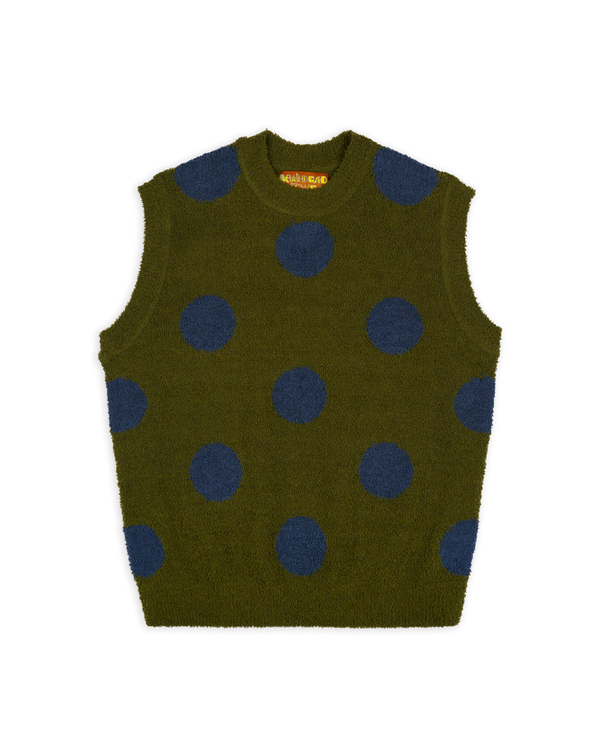 TEDDY FUR DOT KNIT VEST｜OLIVE