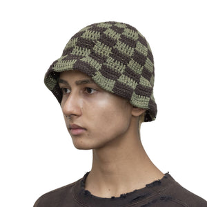 HAND KNIT BUCKET HAT｜OLIVE