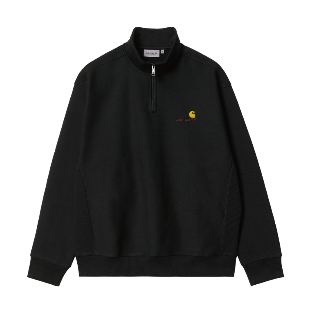 HALF ZIP AMERICAN SCRIPT SWEATSHIRT｜BLACK