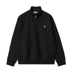 HALF ZIP AMERICAN SCRIPT SWEATSHIRT｜BLACK