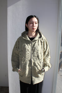 DAMEGED ZIP UP HOODIE｜KHAKI