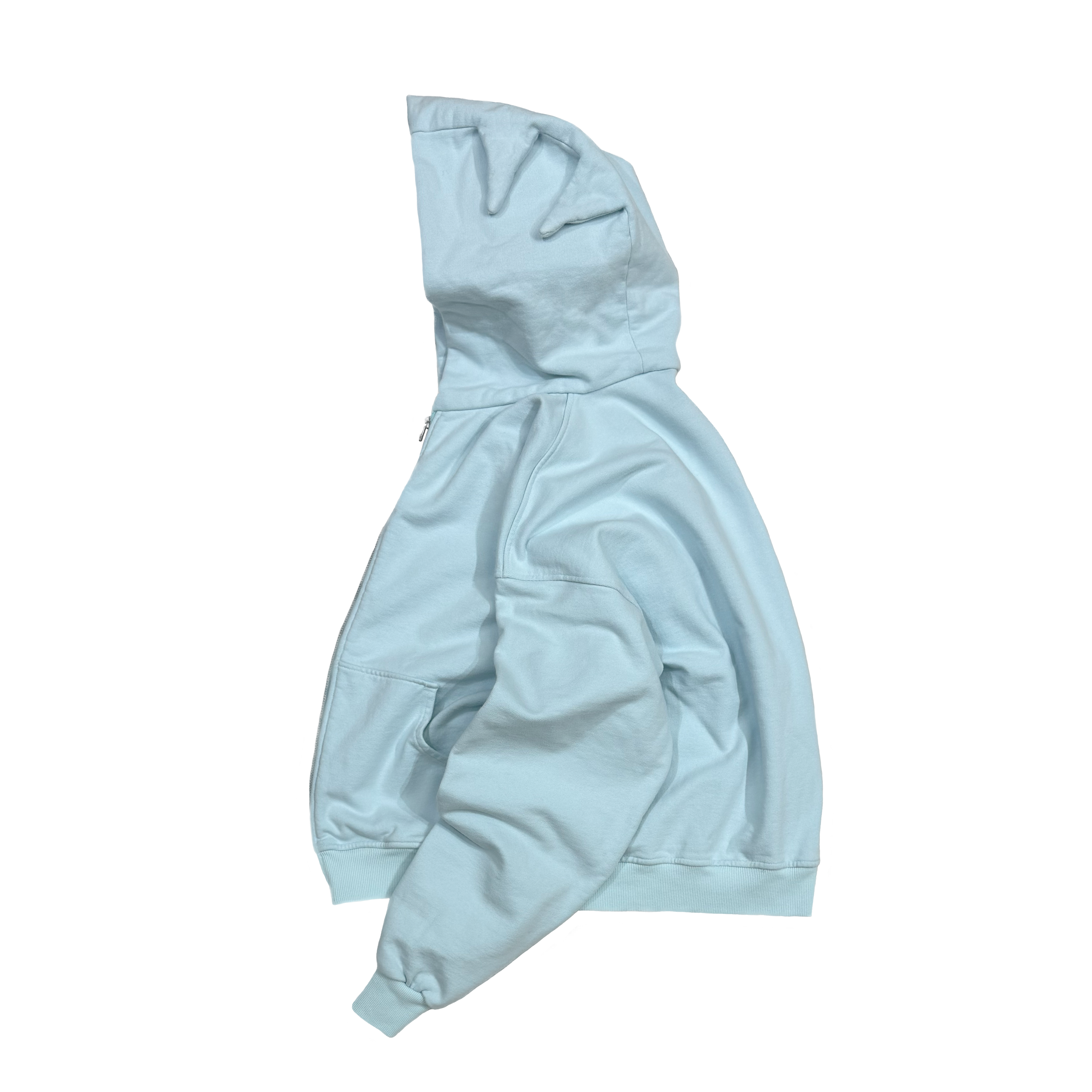 FADED MONSTER ZIP HOODIE｜ LIGHT BLUE