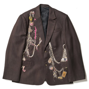 EMBROIDERED CHAIN TAILORED JACKET｜BROWN