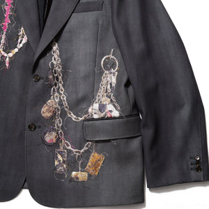 EMBROIDERED CHAIN TAILORED JACKET｜CHARCOAL