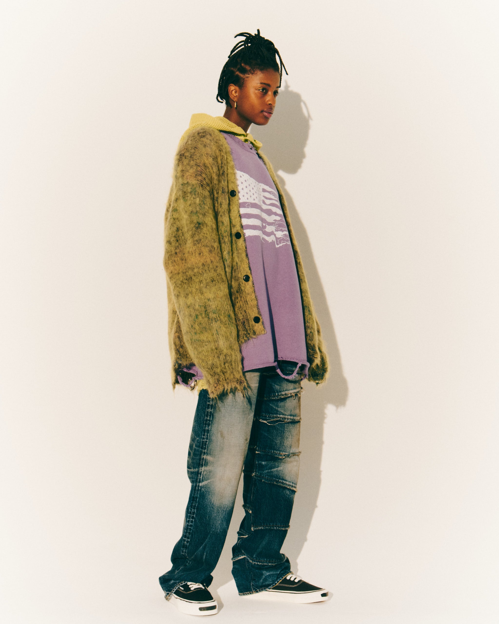 KASURI MOHAIR CARDIGAN｜YELLOW
