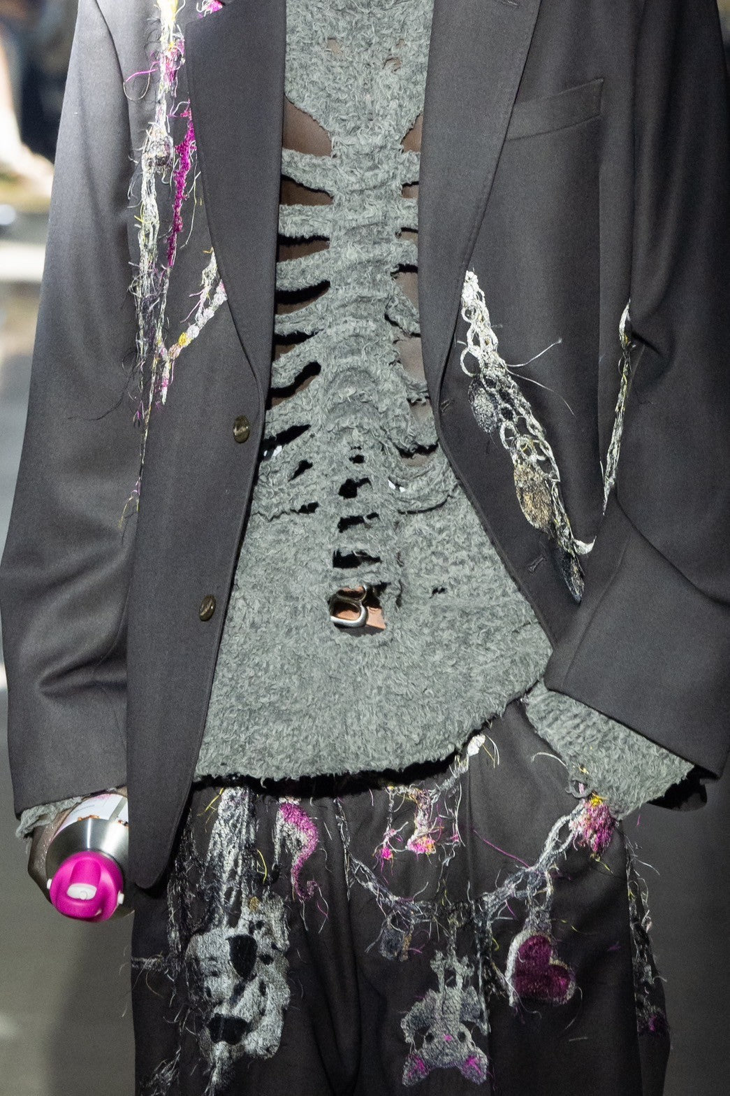 EMBROIDERED CHAIN TAILORED JACKET｜CHARCOAL