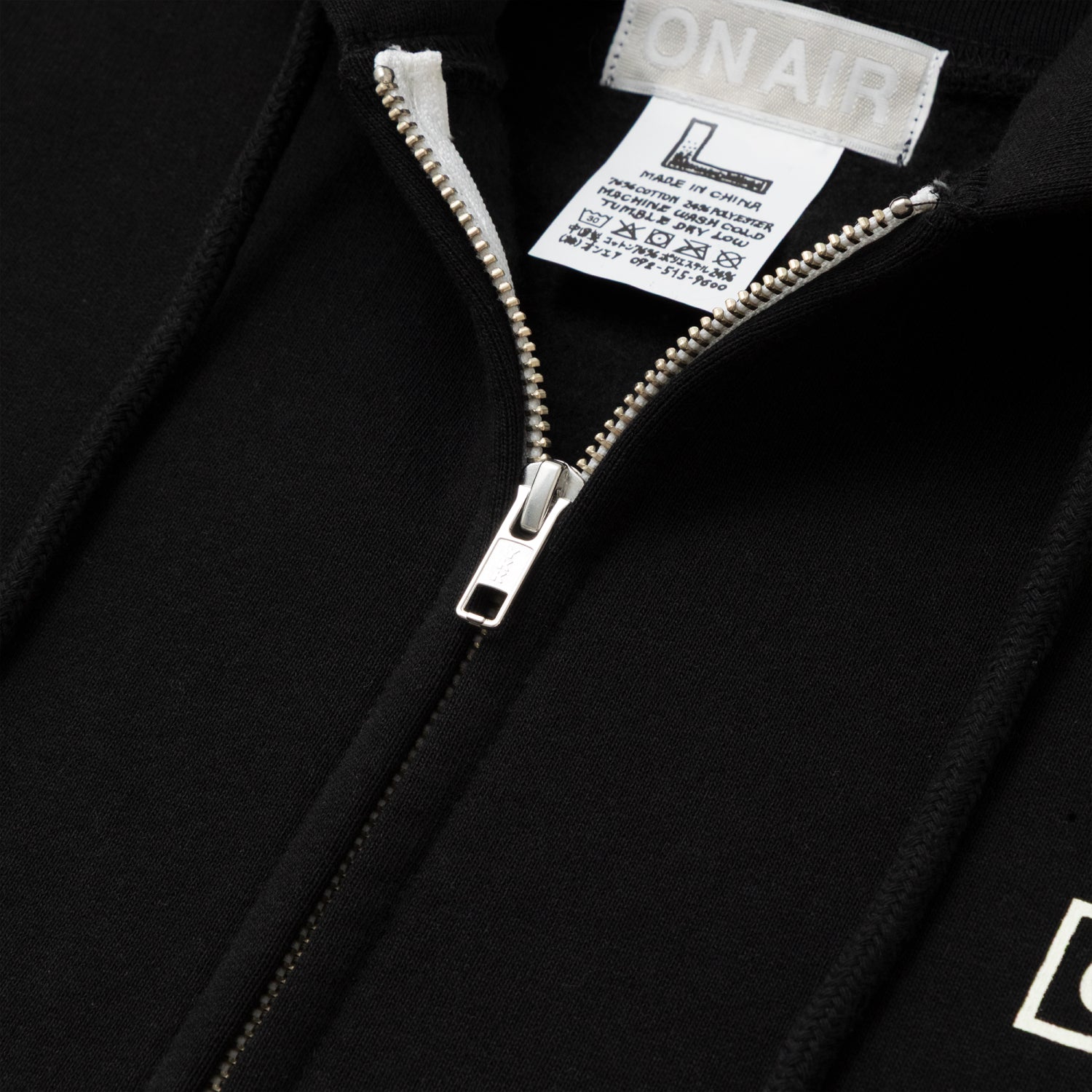 ON AIR BASIC LOGO HEAVYWEIGHT FLEECE FULL ZIP HOODIE｜BLACK