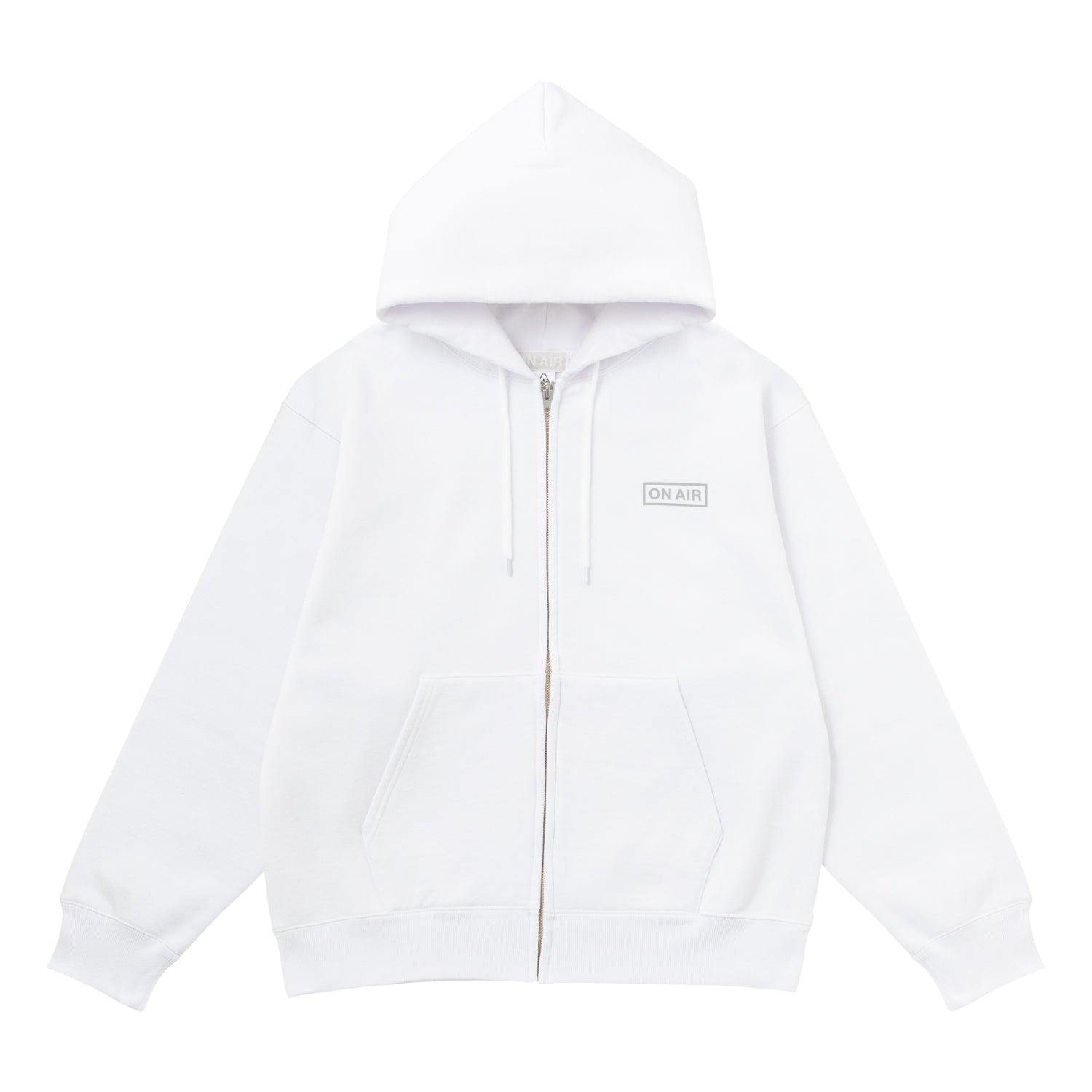 ON AIR BASIC LOGO HEAVYWEIGHT FLEECE FULL ZIP HOODIE｜WHITE