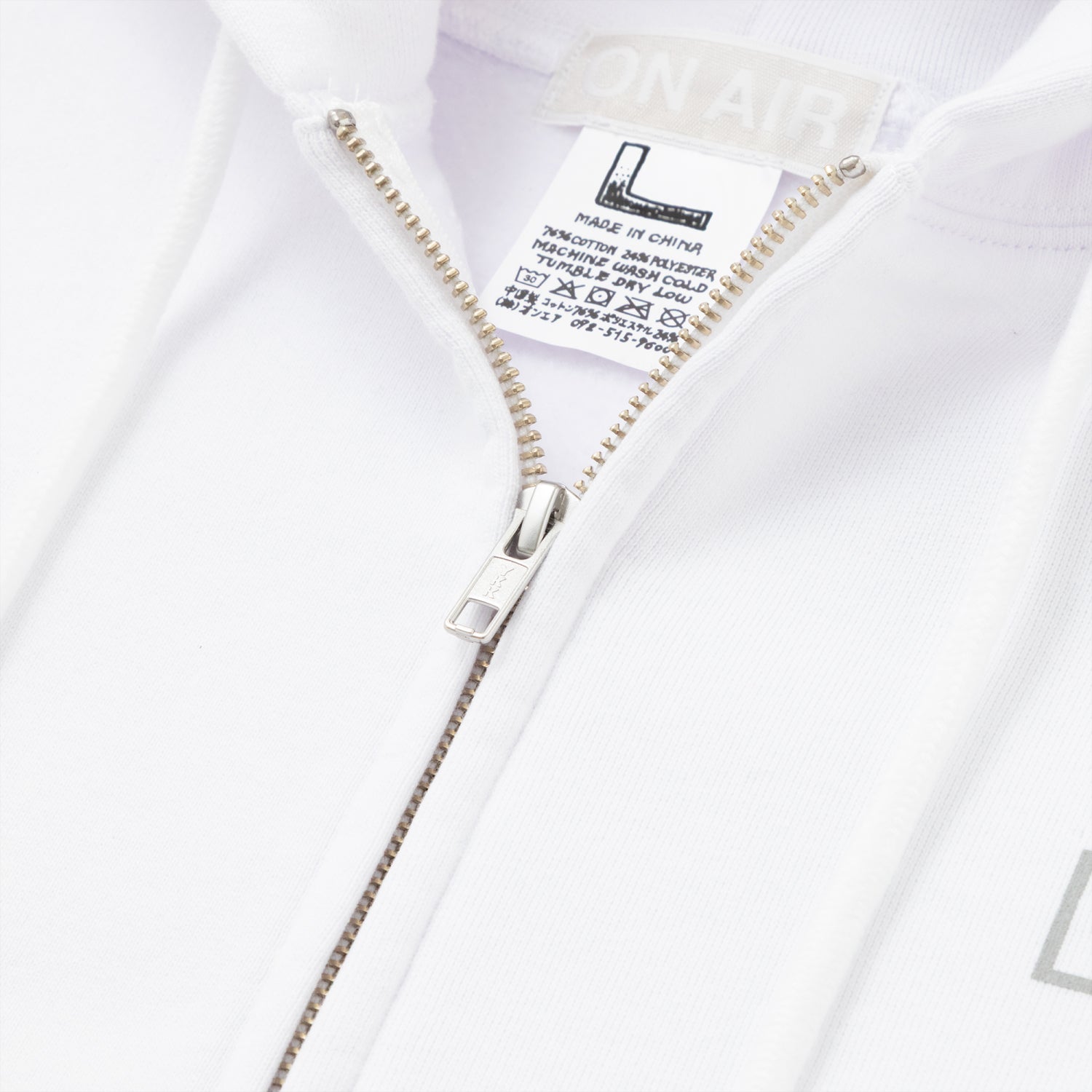 ON AIR BASIC LOGO HEAVYWEIGHT FLEECE FULL ZIP HOODIE｜WHITE