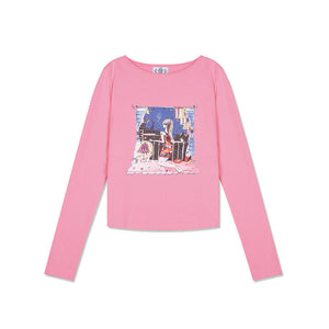 LOVE CITY BOAT NECK T-SHIRT｜PINK