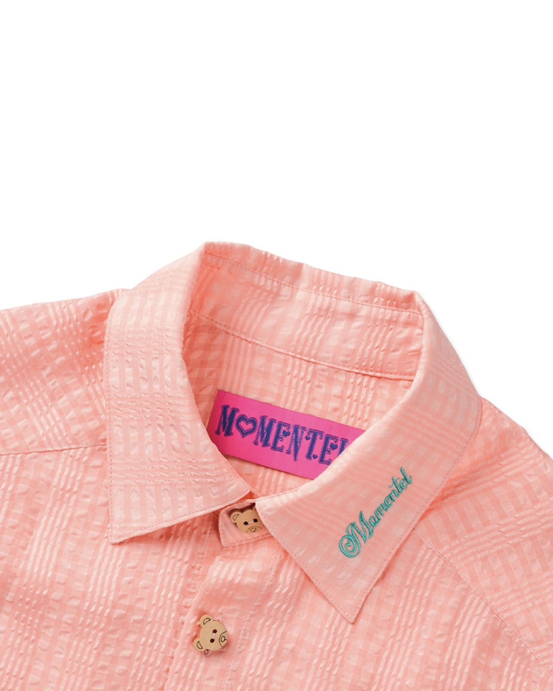 BEAR BUTTON CHECKERED SHIRT｜PINK