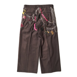 EMBROIDERED CHAIN TAILORED TROUSERS｜BROWN