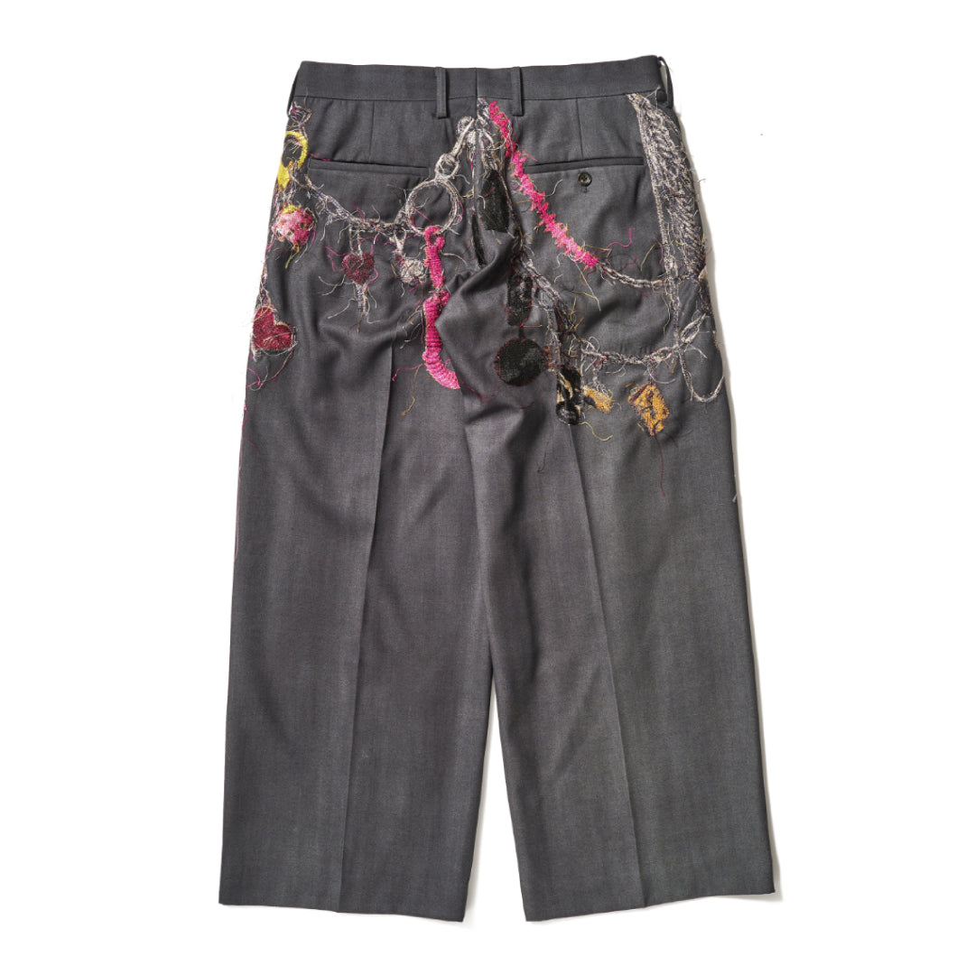 EMBROIDERED CHAIN TAILORED TROUSERS｜CHARCOAL