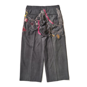 EMBROIDERED CHAIN TAILORED TROUSERS｜CHARCOAL