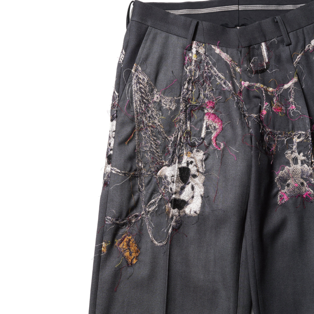 EMBROIDERED CHAIN TAILORED TROUSERS｜CHARCOAL