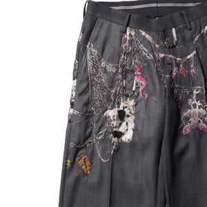EMBROIDERED CHAIN TAILORED TROUSERS｜CHARCOAL