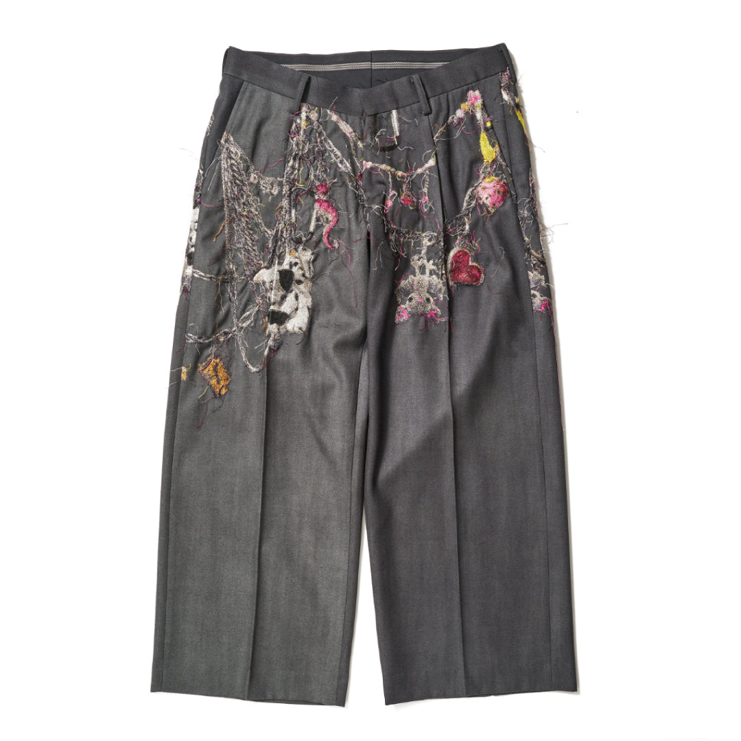 EMBROIDERED CHAIN TAILORED TROUSERS｜CHARCOAL