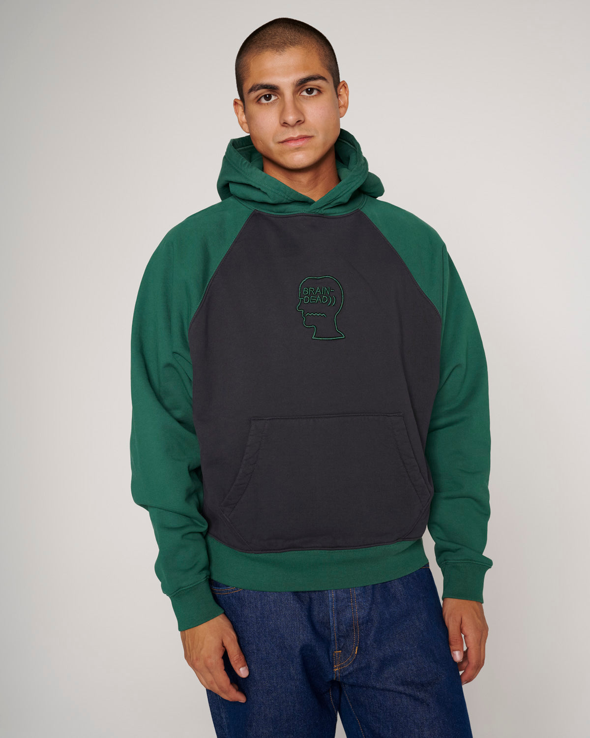 PIGMENT WASH LOGO HEAD RAGLAN HOODIE