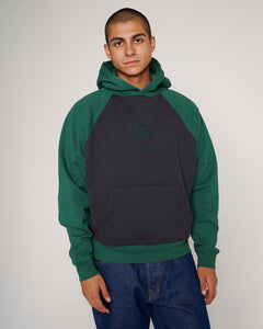 PIGMENT WASH LOGO HEAD RAGLAN HOODIE