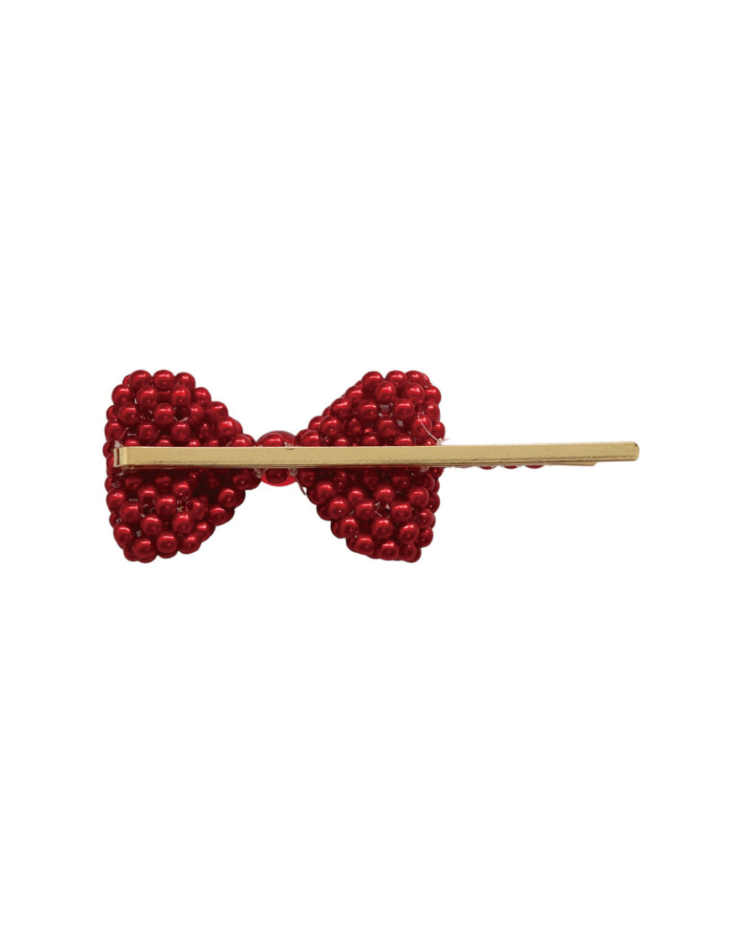 RED BEAD RIBBON HAIR PIN