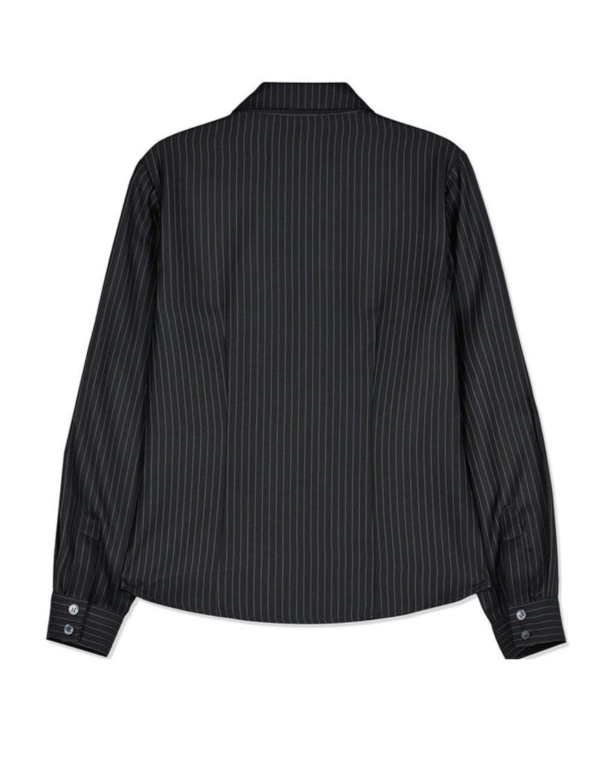 HEART VELCRO STRIPE SHIRT｜GRAY