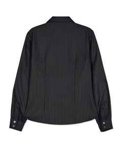 HEART VELCRO STRIPE SHIRT｜GRAY