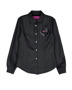 HEART VELCRO STRIPE SHIRT｜GRAY
