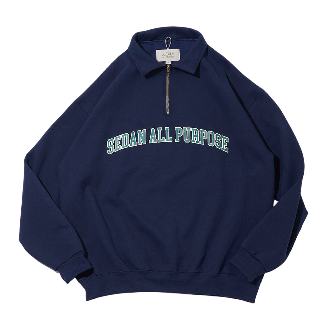 ARCH LOGO QUARTER ZIP SWEATSHIRT｜NAVY