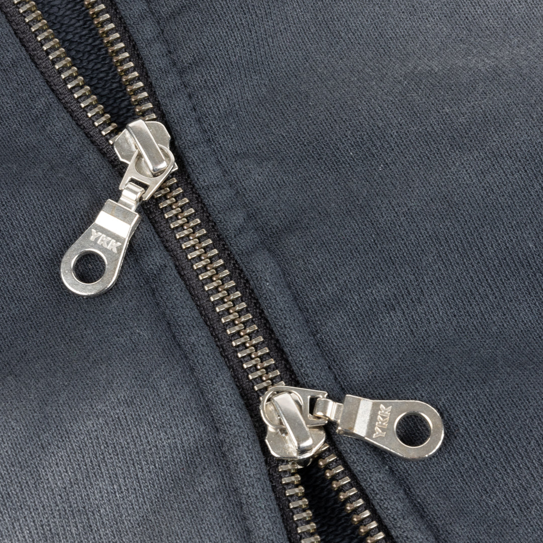 CROPPED ZIP HOODIE｜BLACK WASHED