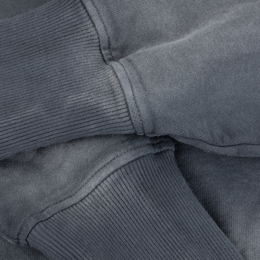 CROPPED ZIP HOODIE｜BLACK WASHED
