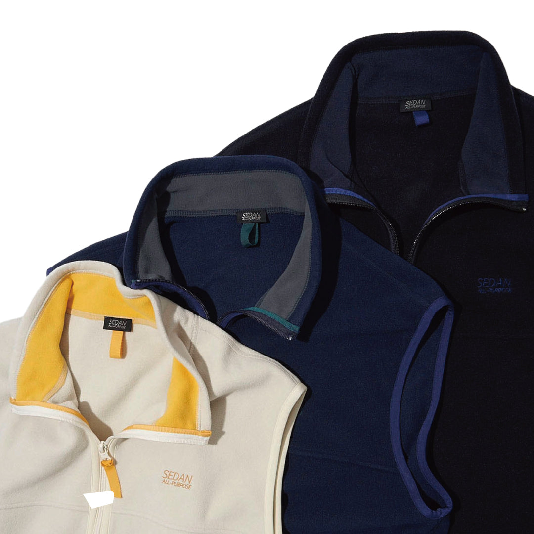 FLEECE FULL ZIP VEST｜BLACK
