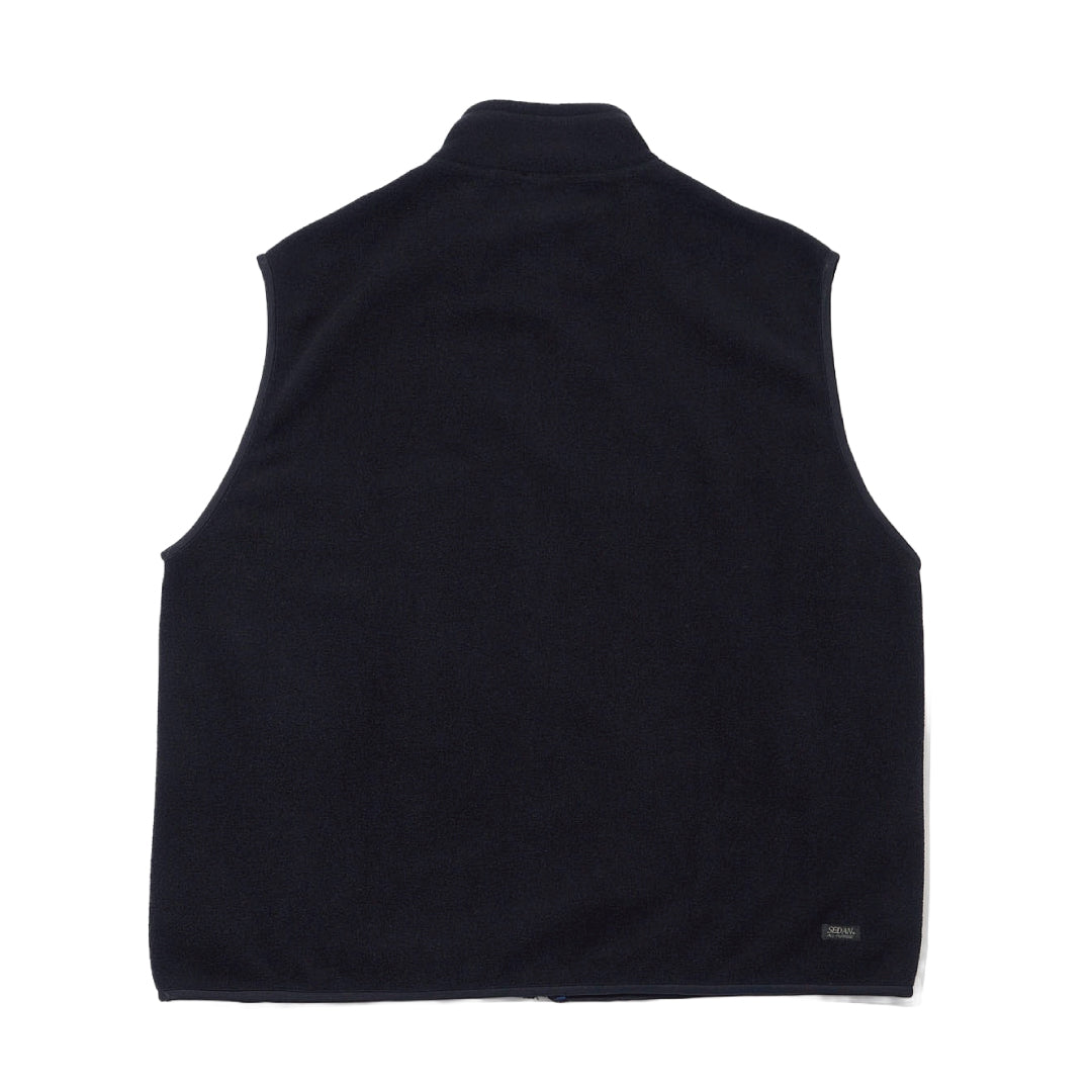 FLEECE FULL ZIP VEST｜BLACK