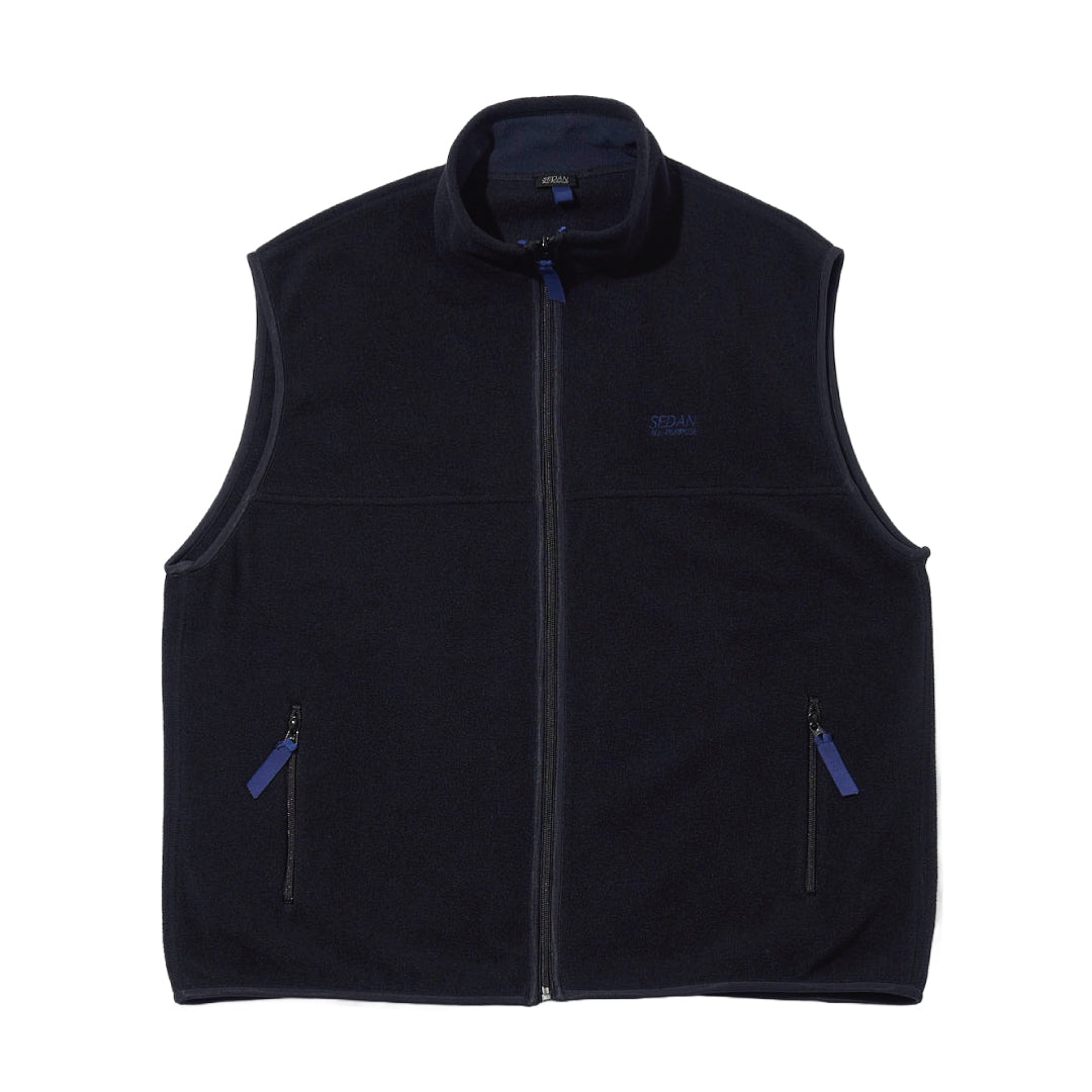 FLEECE FULL ZIP VEST｜BLACK