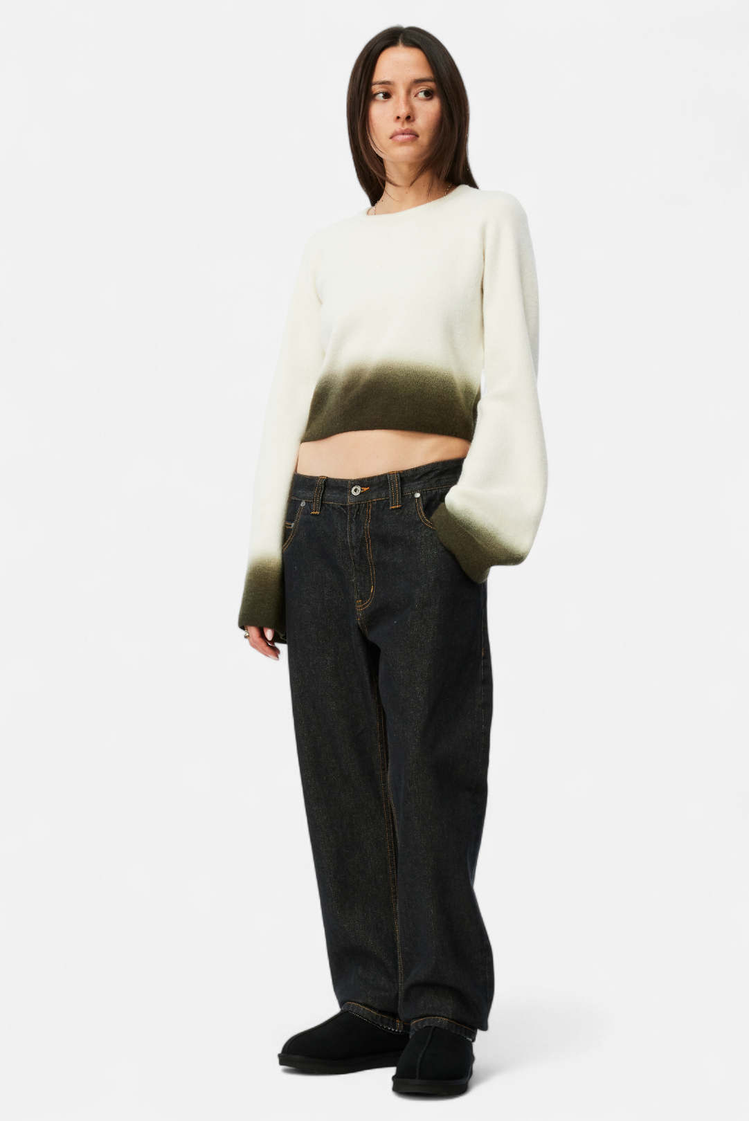 CROPPED MOHAIR KNIT｜GRADIENT CREAM