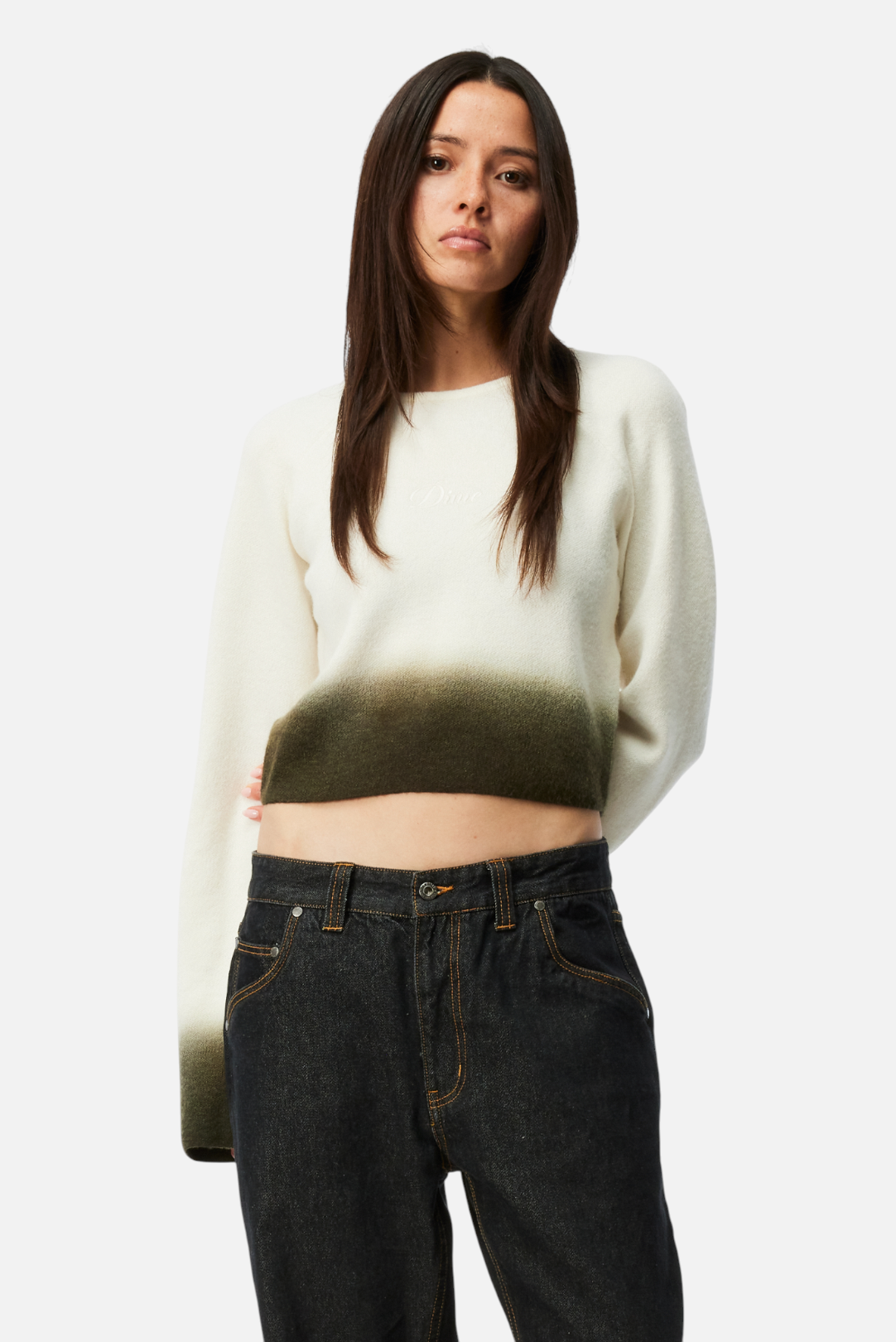 CROPPED MOHAIR KNIT｜GRADIENT CREAM